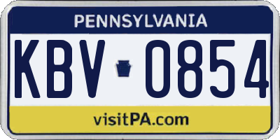 PA license plate KBV0854
