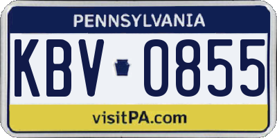 PA license plate KBV0855