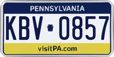 PA license plate KBV0857