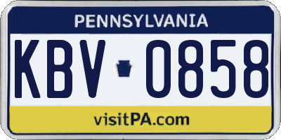 PA license plate KBV0858