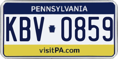 PA license plate KBV0859