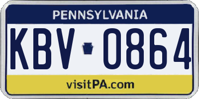 PA license plate KBV0864