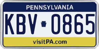 PA license plate KBV0865