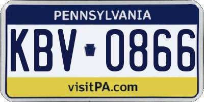 PA license plate KBV0866
