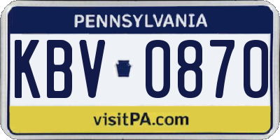 PA license plate KBV0870