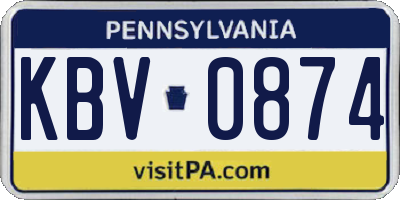 PA license plate KBV0874