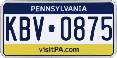 PA license plate KBV0875