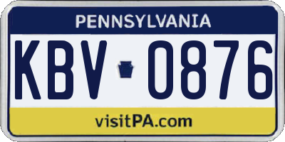 PA license plate KBV0876