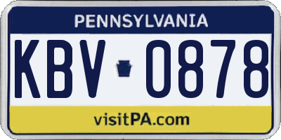 PA license plate KBV0878