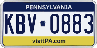PA license plate KBV0883