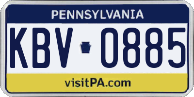 PA license plate KBV0885