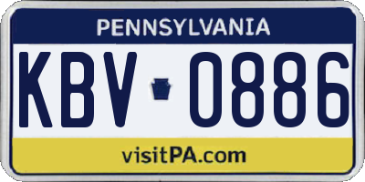 PA license plate KBV0886