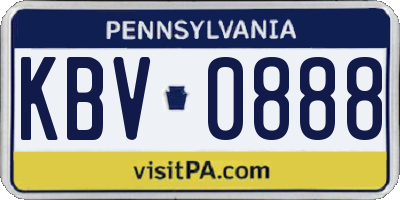 PA license plate KBV0888