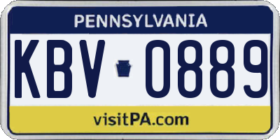 PA license plate KBV0889