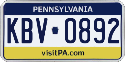 PA license plate KBV0892