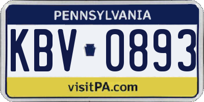 PA license plate KBV0893