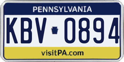 PA license plate KBV0894