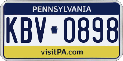 PA license plate KBV0898