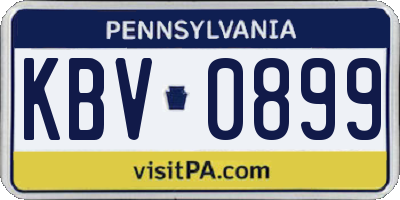 PA license plate KBV0899