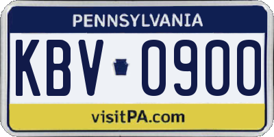 PA license plate KBV0900