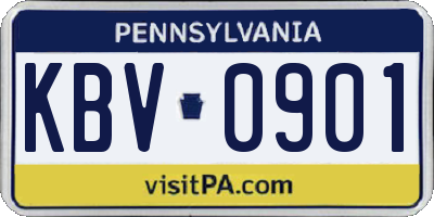 PA license plate KBV0901