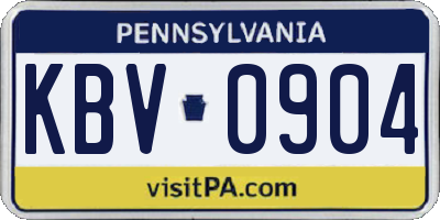 PA license plate KBV0904