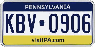 PA license plate KBV0906