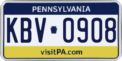 PA license plate KBV0908