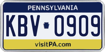 PA license plate KBV0909