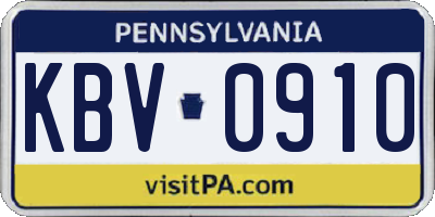 PA license plate KBV0910