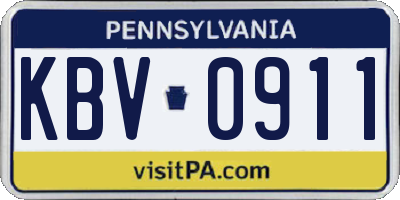 PA license plate KBV0911