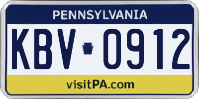 PA license plate KBV0912