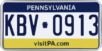 PA license plate KBV0913