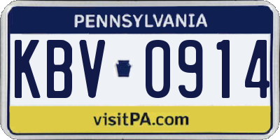 PA license plate KBV0914