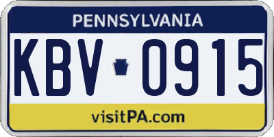 PA license plate KBV0915