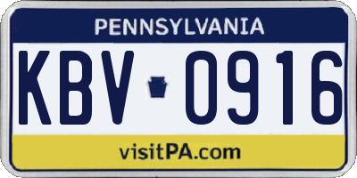 PA license plate KBV0916