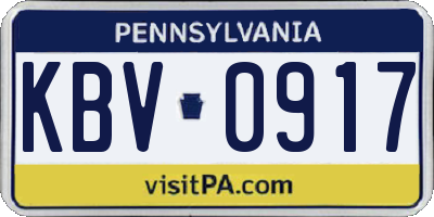PA license plate KBV0917