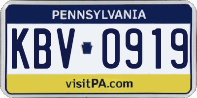 PA license plate KBV0919