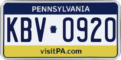 PA license plate KBV0920