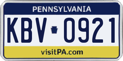 PA license plate KBV0921