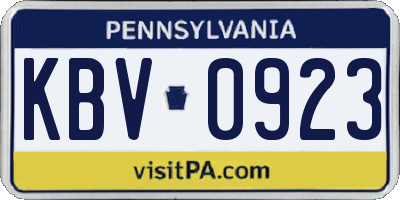 PA license plate KBV0923