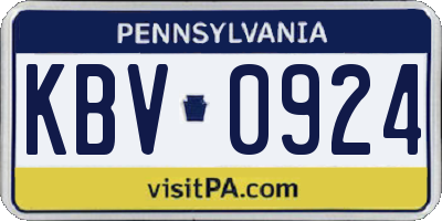 PA license plate KBV0924
