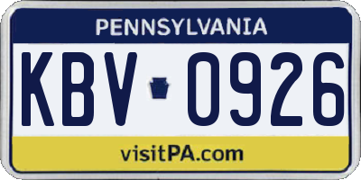 PA license plate KBV0926