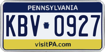 PA license plate KBV0927