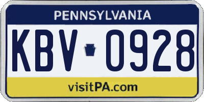 PA license plate KBV0928
