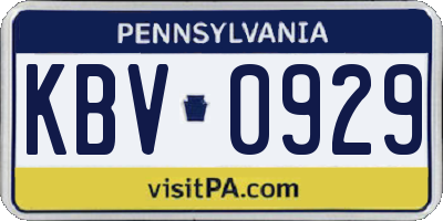 PA license plate KBV0929