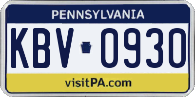 PA license plate KBV0930