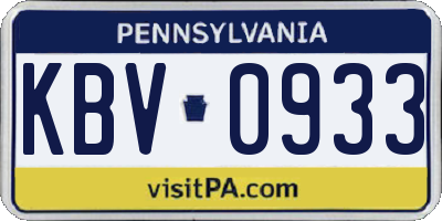 PA license plate KBV0933