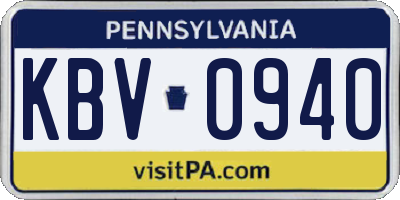 PA license plate KBV0940
