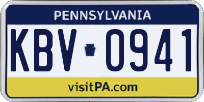 PA license plate KBV0941